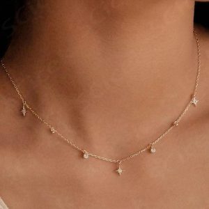 Dainty Star & Crystal Charm Necklace